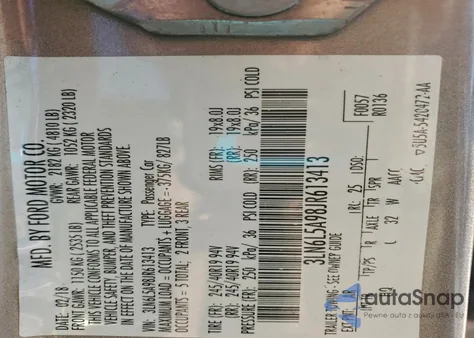 2018 Lincoln Mkz Premiere z USA, uszkodzony, nr VIN 3LN6L5A98JR613413